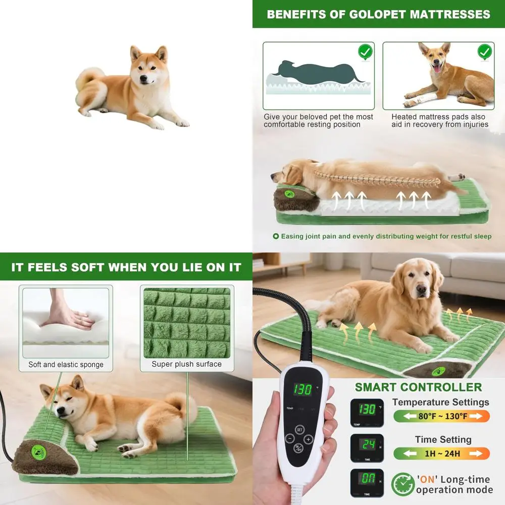 

Очень большая лежанка для собак из пены с эффектом памяти с двойной сертифицированной грелкой и умным контроллером, плюшевая и уютная, для использования в помещении