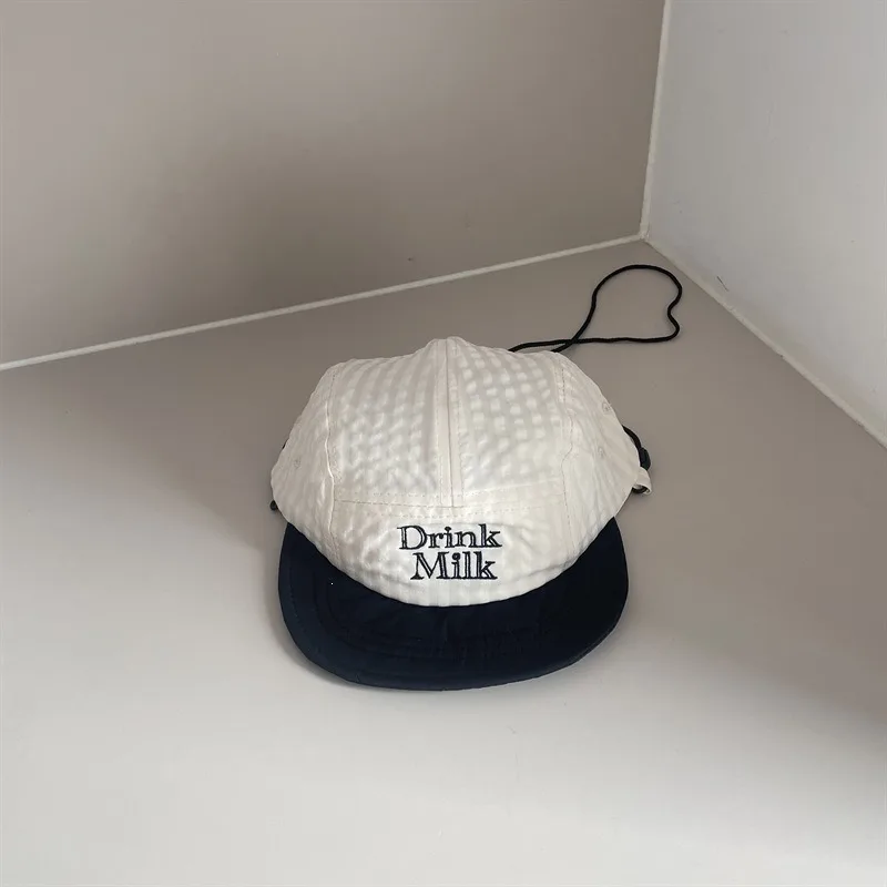 Kids Soft Brim Baseball Cap 49-53cm 2-8 Years Fashion Plaid Embroidery Sun Hat Boys Girls Baby Parent-child Adjustable Casquette view 5