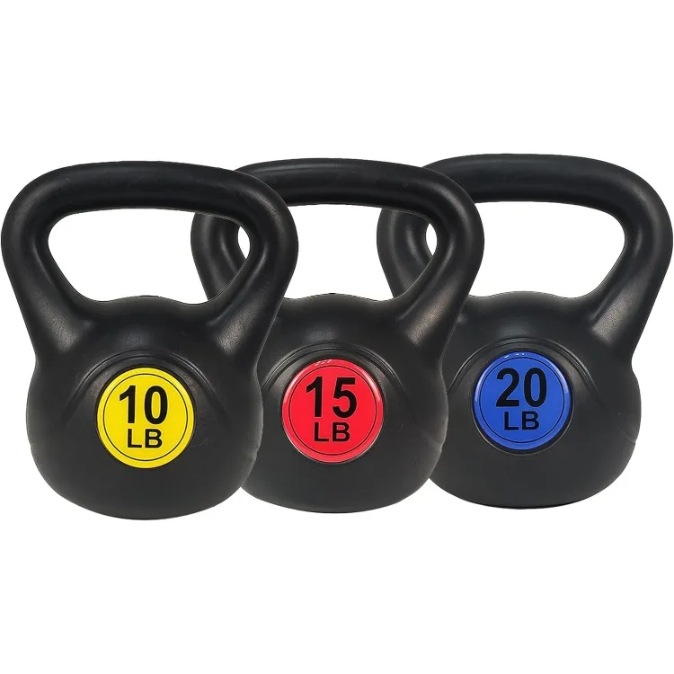 Wide Grip Kettlebell Exercise Fitness Weight Set, Set of 3 or Set of 4 Kettlebells