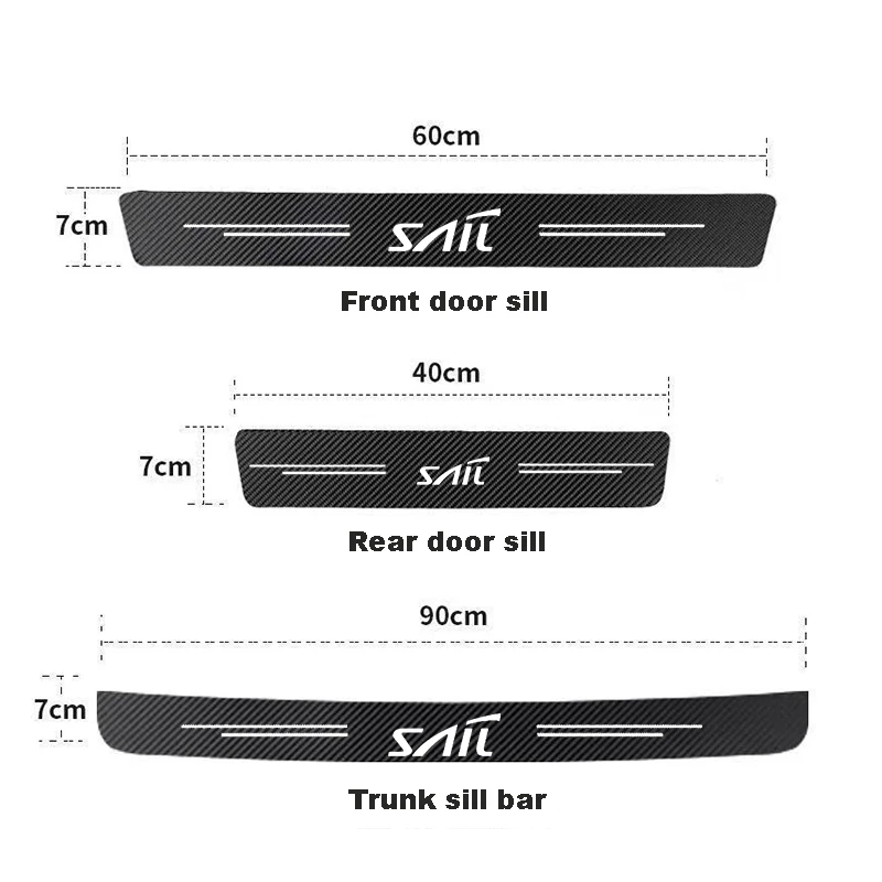 Carbon Fiber Car Door Threshold Sill Protector Trunk Stickers For Chevrolet Sail Logo 2010 2011 2012 2013 2014 Car Accessories