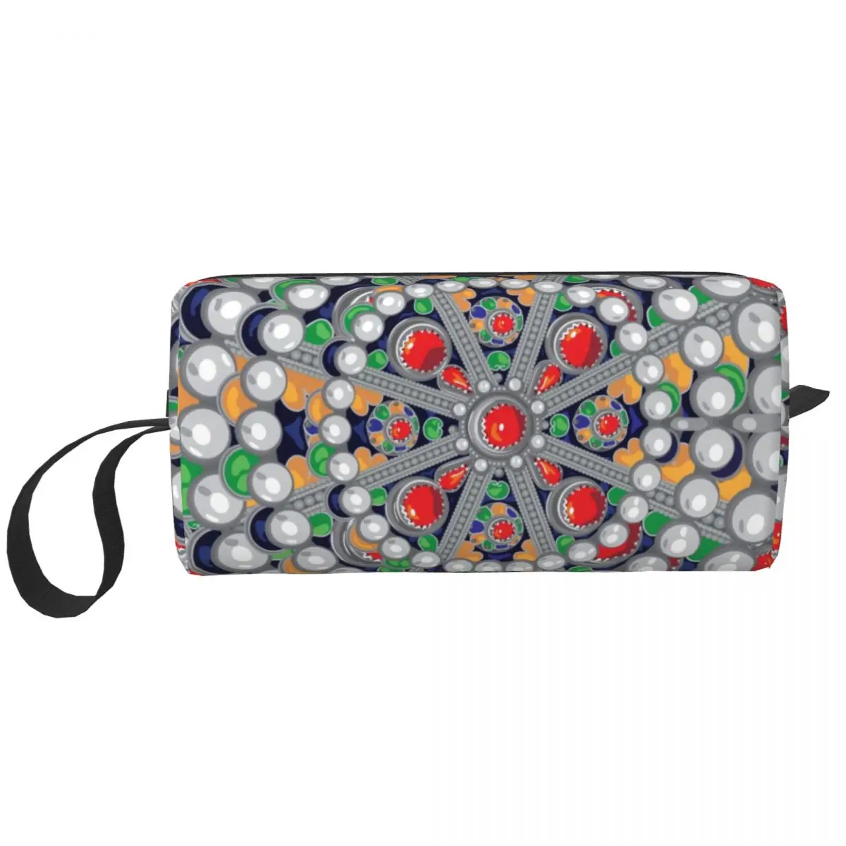 Kabyle Jewelry Tafzimth Amazigh Makeup Bag Women Travel Cosmetic Organizer Fashion Ethnic Geometric Storage Toiletry Bags