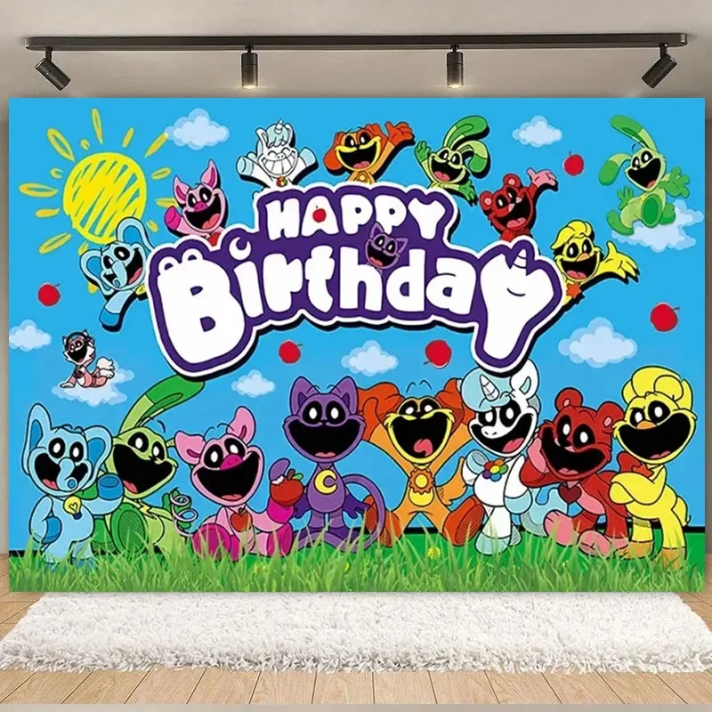 

Smiling Critters Catnap Theme Birthday Party Cartoon Decoration Banner Background Kid Party Baby Bath supplies Photography Props