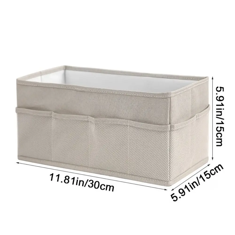 Creative Fabric Underwear Storage Box Foldable with Mesh Pockets Cosmetic Storage Box Large Capacity Makeup Brush Holder Bedroom