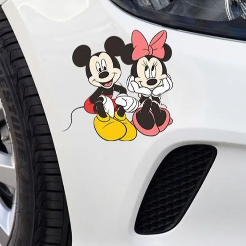 Disney Mickey Car Stickers Anime Automobile Sticker Side Door Scratch Stickers Block Car Tail Cartoon Car Accessories Decorative