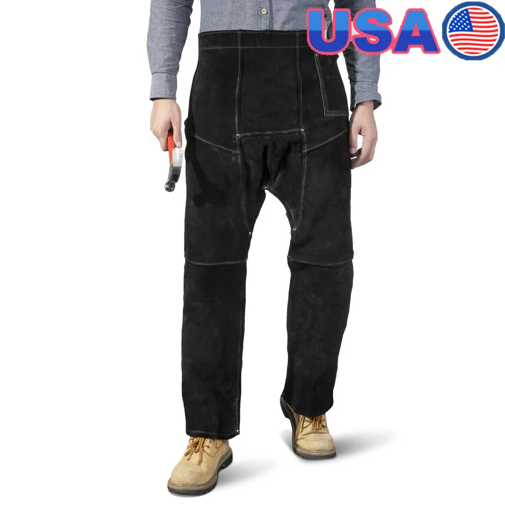 Split Leather Welding Apron Flame Resistant Heat Protection Adjustable M-XXXL Men Women Durable Rivets Pocket Buckle Safety