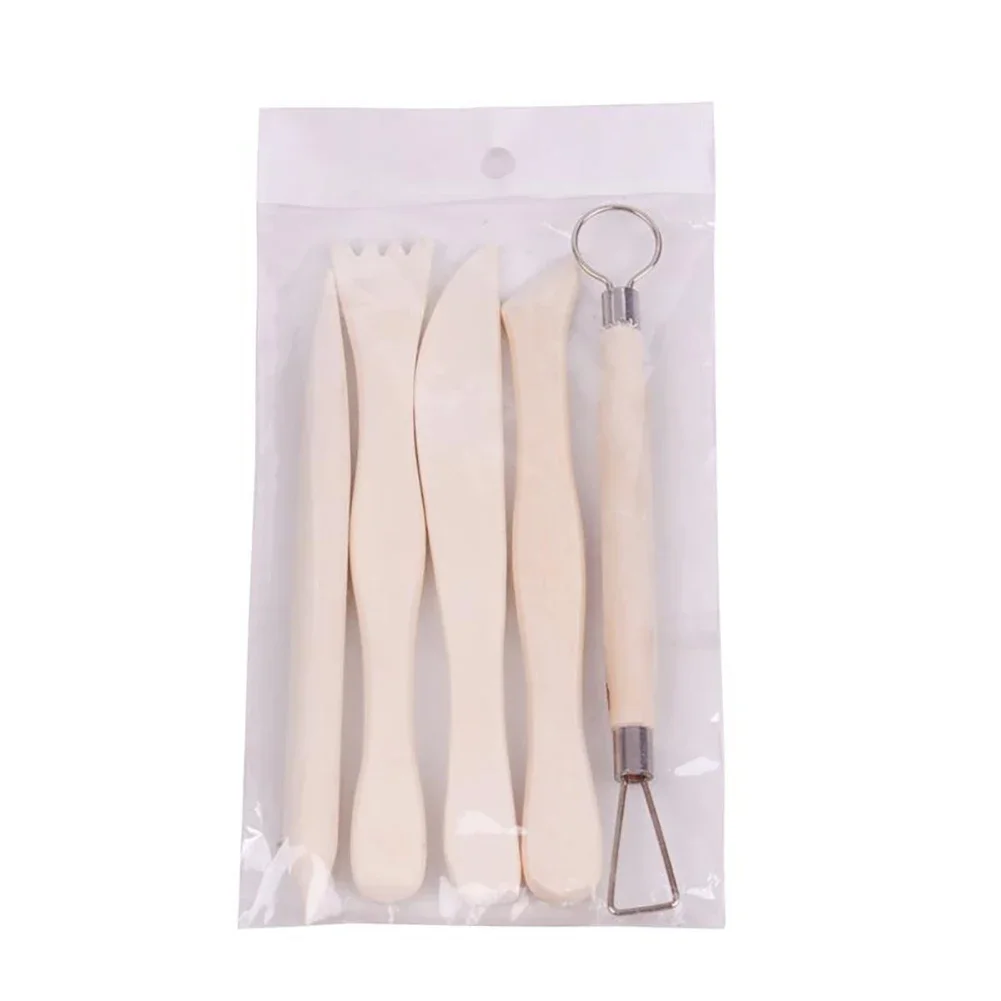 5PCS Clay Sculpting Tools Set Stainless Steel Shaping Pottery Modeling Sculpture Blade Tool Kit Carving Ceramic Hole Punch Wood