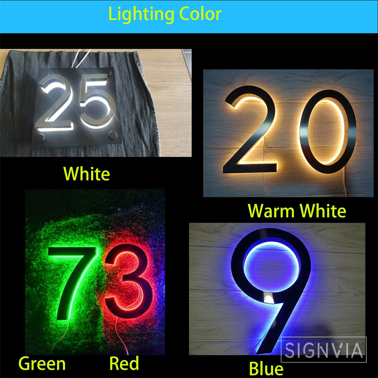 Custom Acrylic 3D House Number Letter Backlight Luminous Digital Rear Lighting LED Light Street Indoor And Outdoor Waterproof