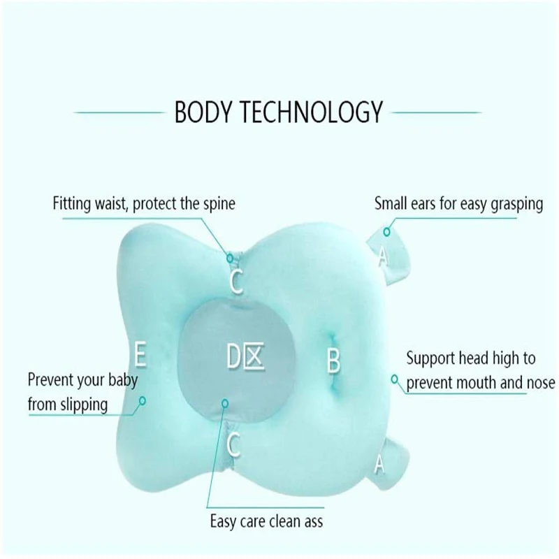 Baby Shower Bath Tub Pad Non-Slip Bathtub Seat Support Mat Newborn Safety Security Bath Support Cushion Foldable Soft Pillow