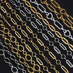 1meter Flat Geometric Heart Round Square Design Necklaces Chain Stainless Steel Link Chains DIY Bracelets Jewelry Making Chains