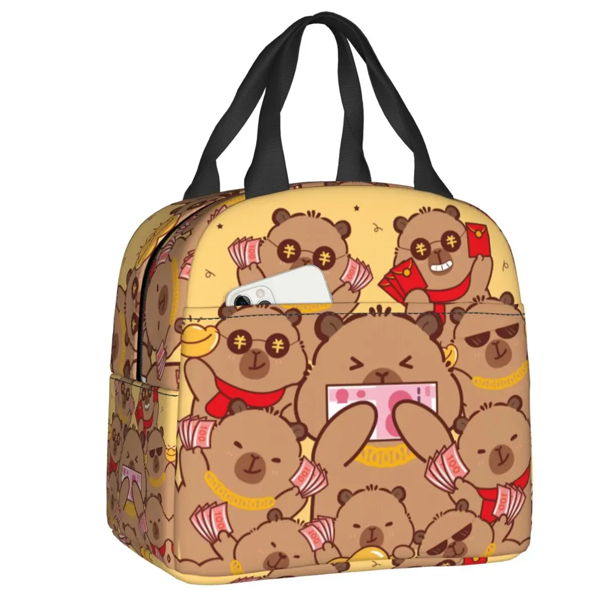 

Custom Cute Capybara Insulated Lunch Tote Bag for Women Resuable Cooler Thermal Food Lunch Box School