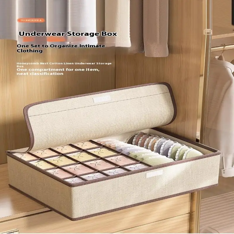 Underwear Storage Box With Lid Household Underwear Socks Division Storage Box Bra Finishing Box