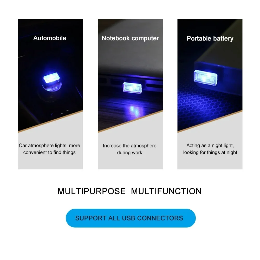 ไฟ LED ภายในรถยนต์แบบมินิ USB สำหรับตกแต่งบรรยากาศ ไฟฉุกเฉินสำหรับยานพาหนะ เสียบและใช้งานได้ทันที แถบไฟ LED 12V