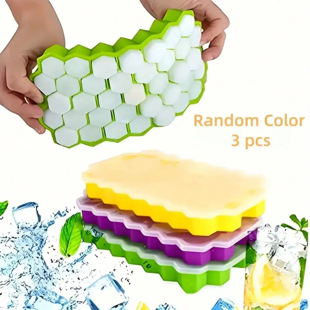 

6 Honeycomb Ice Grids -37 Grids Silicone Mold With Easy Release Cover Perfect For Holiday Drinks And Frozen Desserts Halloween Christmas Easter Thanksgiving Father's Day Celebrations