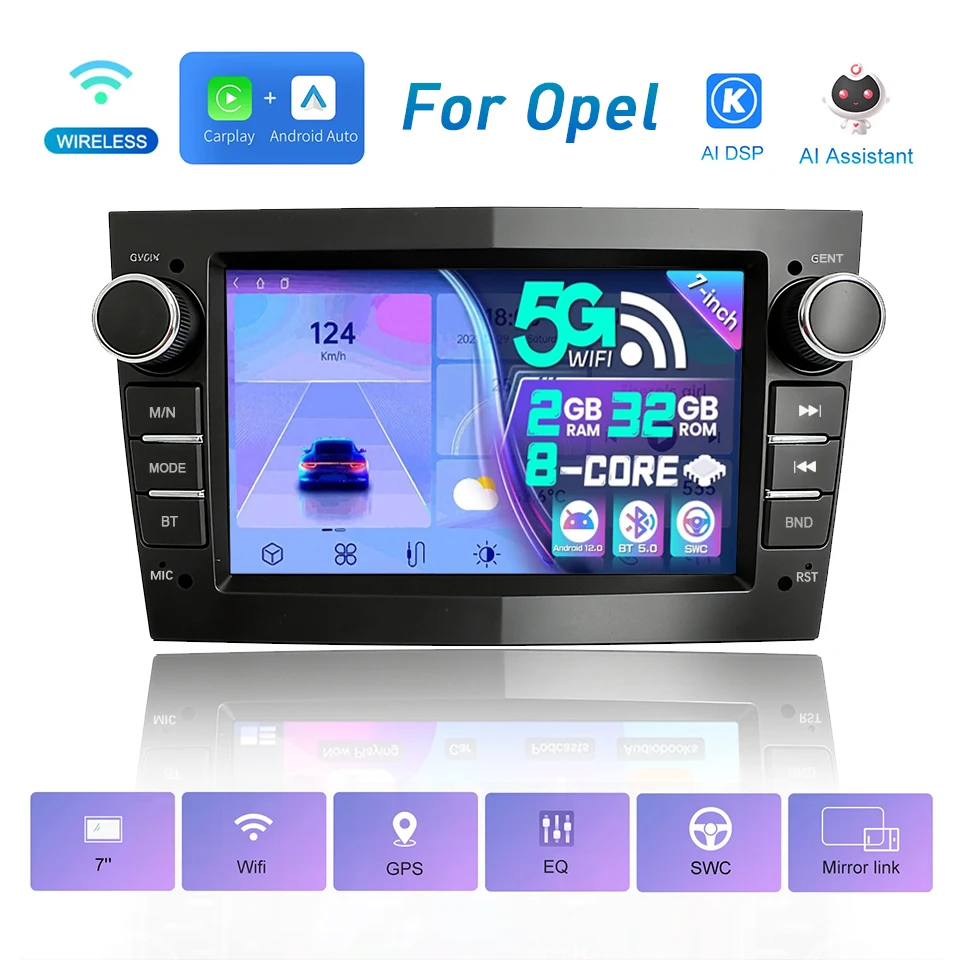 Radio Multimedia para coche Opel Astra H J 2004 Vectra Vauxhall Antara Zafira Corsa C D Vivaro Meriva Veda inalámbrico Auto BT CarPlay