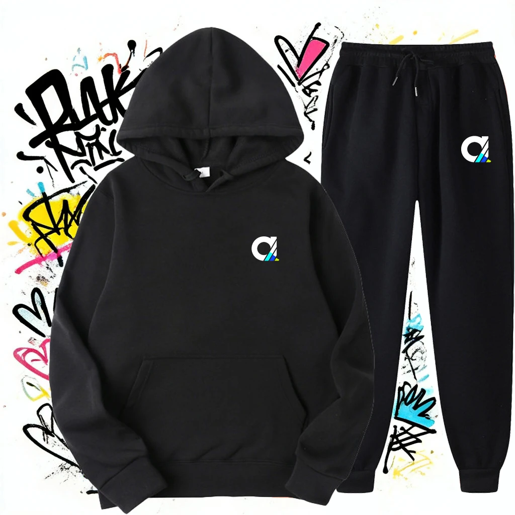 2026 Spring Autumn New Men Eco Soft Hoodie Pants Set Outdoor Fashion Jogging Casual Suit Hoodies Co-ords