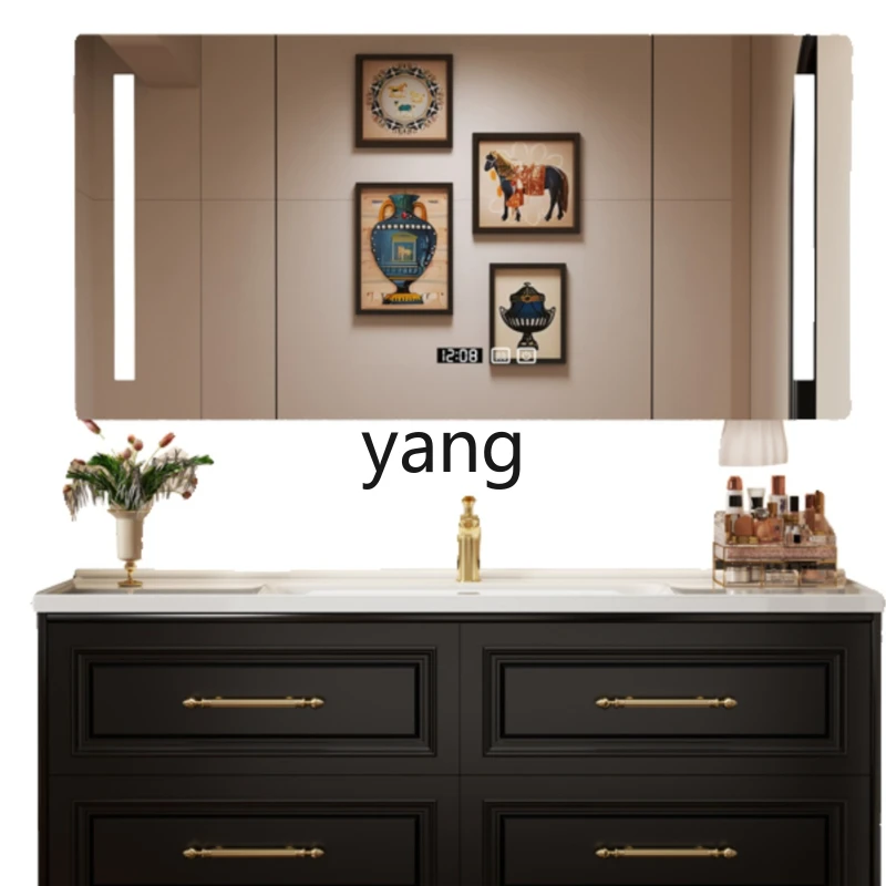 

Yjq Retro Bathroom Cabinet Combination Ceramic Whole Washbin Washstand Bathroom Oak Face Washing Wash Basin