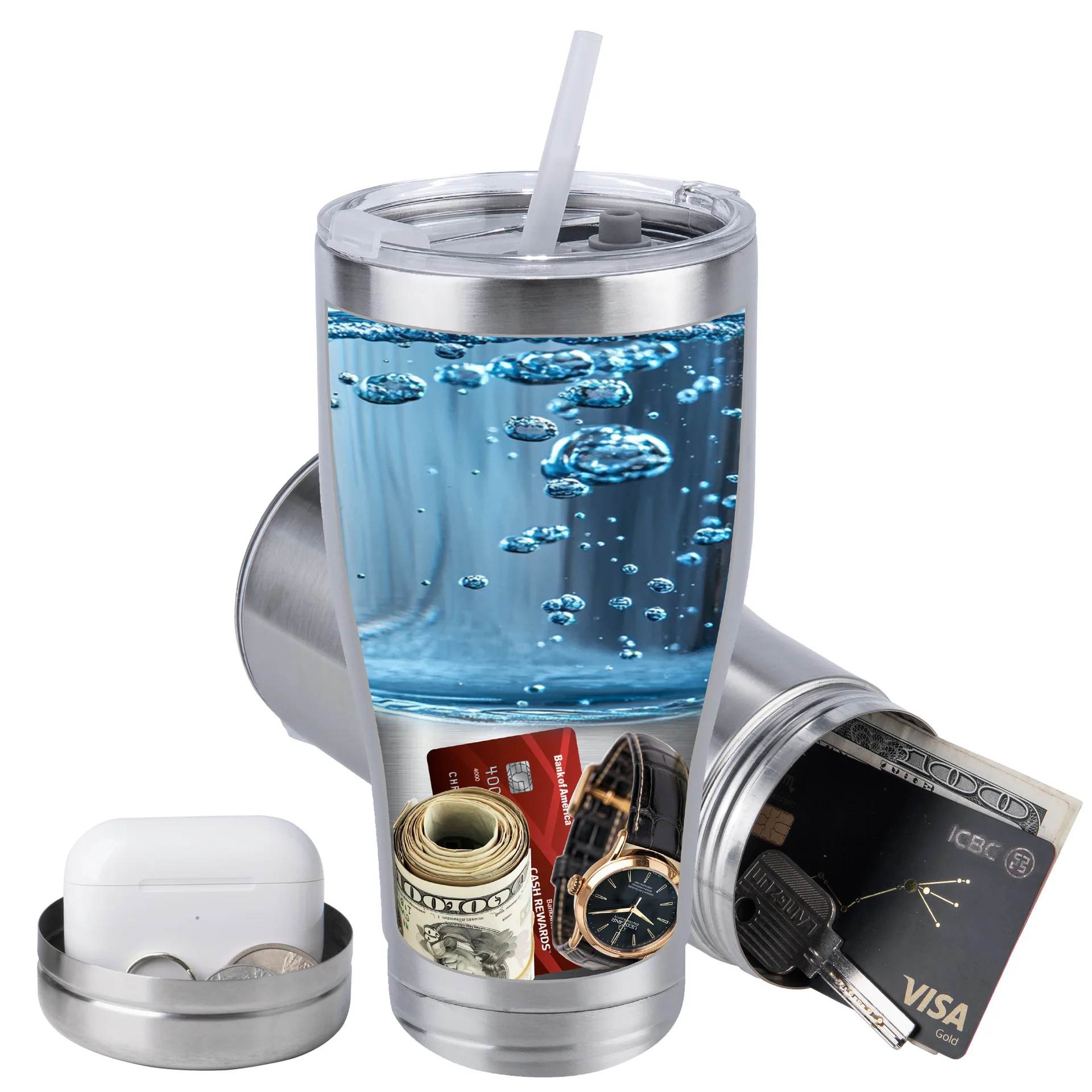 

Stainless Steel Travel Tumbler Fake Insulated Mug Design Hidden Stash Container