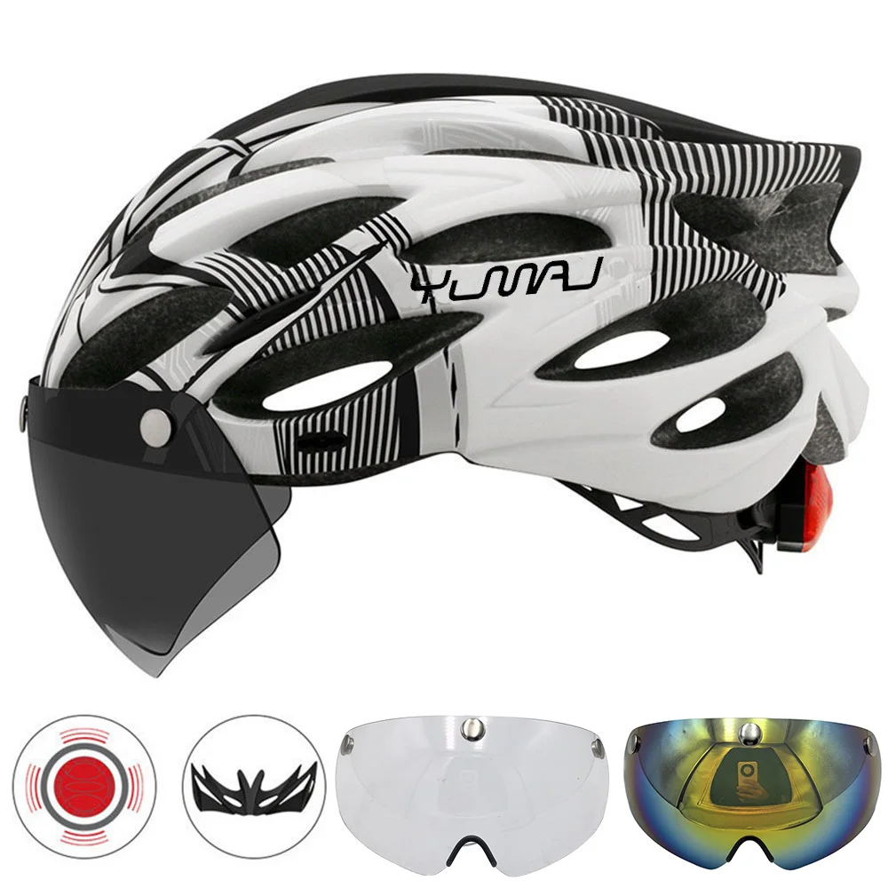 230g YUMAJ Ultraleichter Helm für Straße und Berge, Integral geformt mit abnehmbarem Visier, Fahrrad-Rücklicht-Helm CB-26 – Detail 23