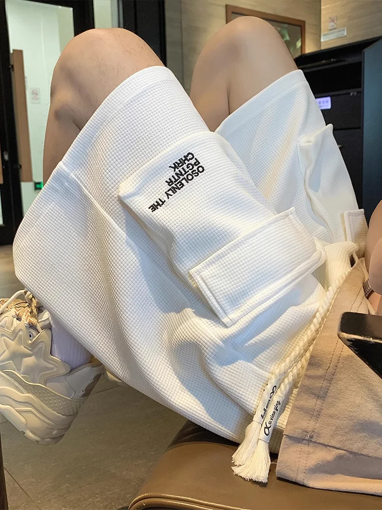 

Мужские летние повседневные свободные пляжные орты с большими кетми, модная спецодежда, брюки пять четвертей, свободные удобные ретро-штаны