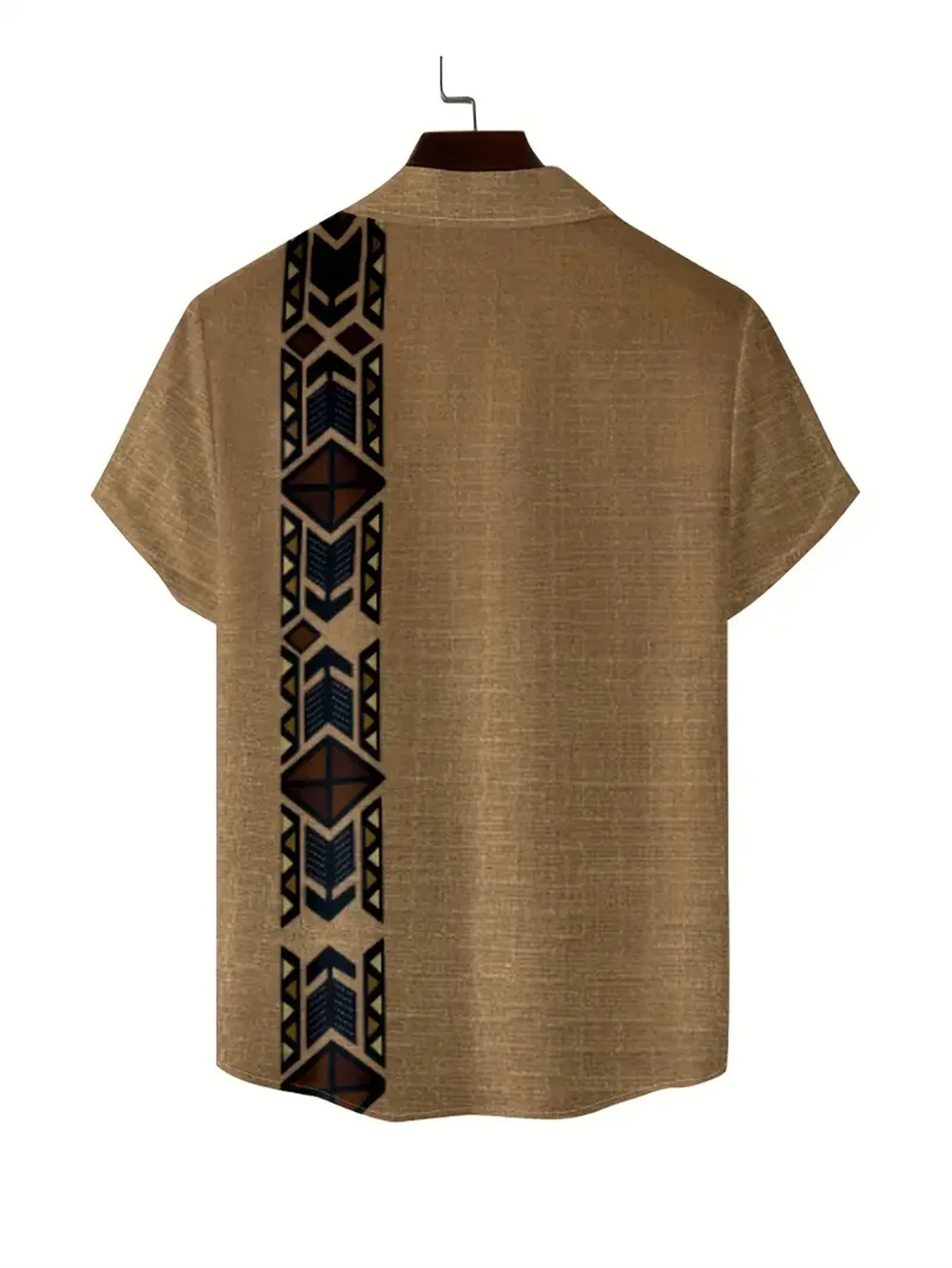 New retro casual short-sleeved shirt men's jacquard loose shirt African tribal 3D printing cross-border Amazon