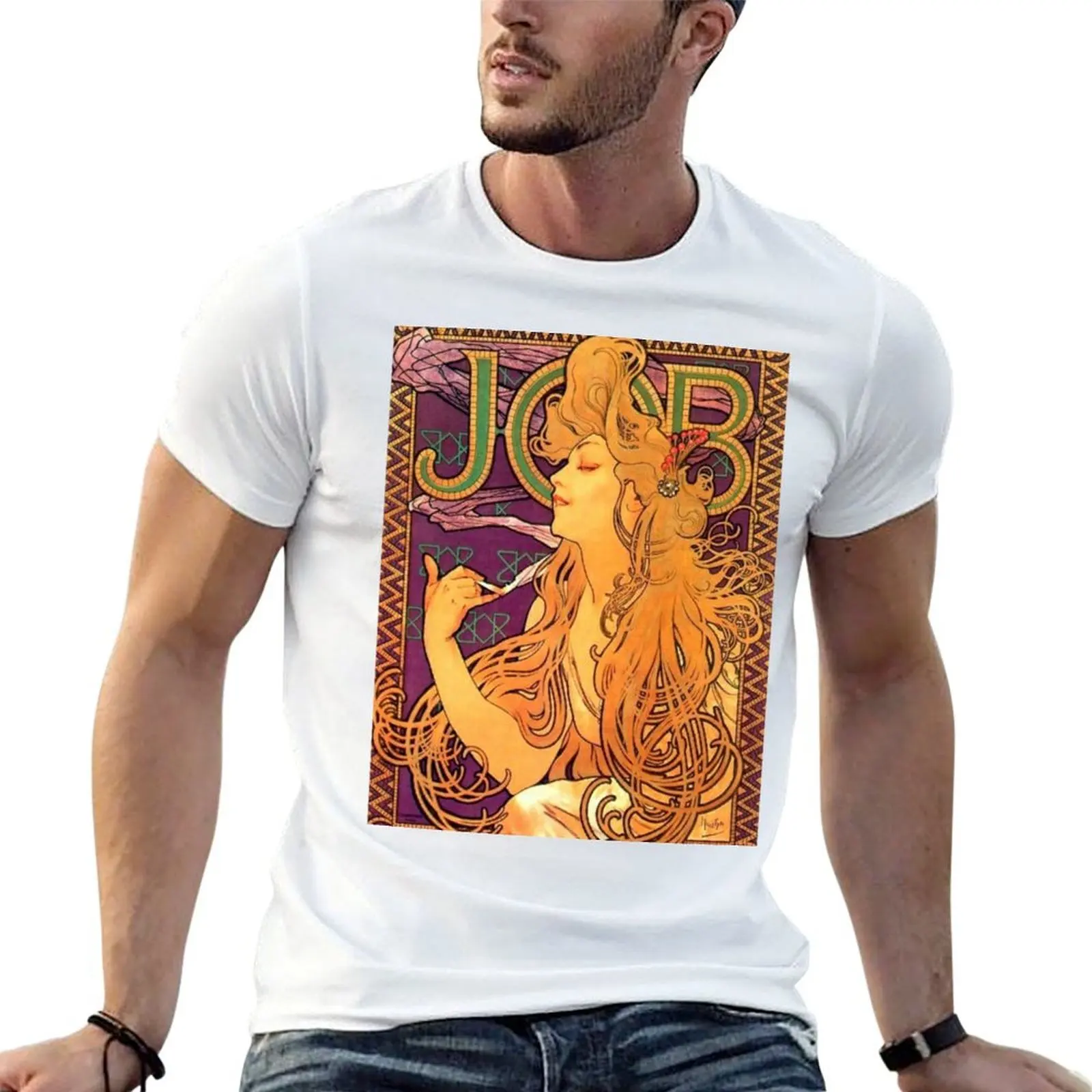

Alphonse Mucha Job 1898 - Vintage Job Cigarette Papers Poster Reproduction T-Shirt funny t shirts cotton T-Shirt