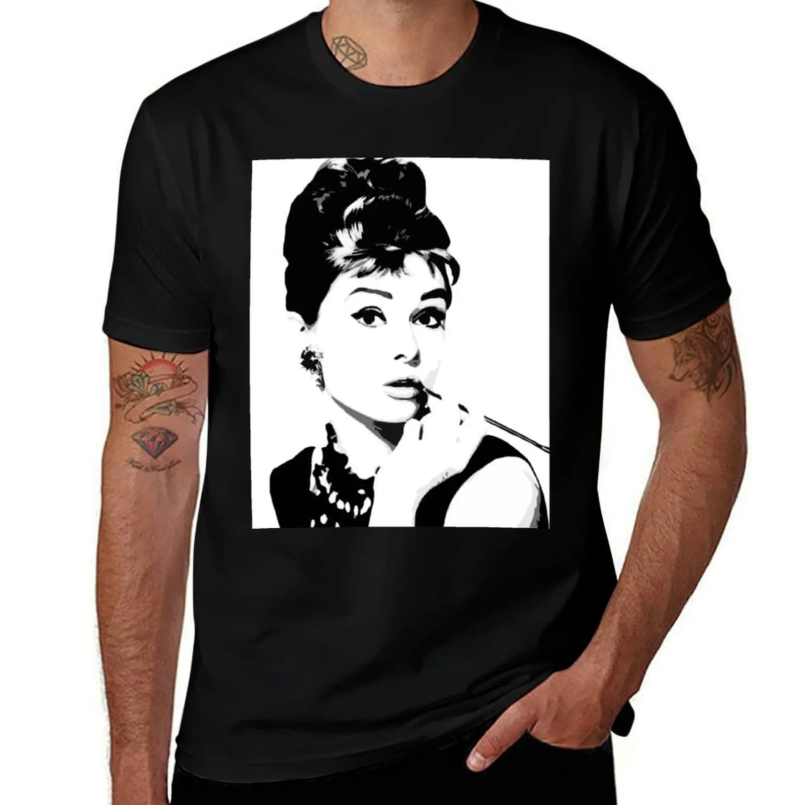 

Audrey Hepburn Portrait Ar T-Shirt black cotton t-shirt plain for man package funny t shirts cotton t shirt man plain T-shirt