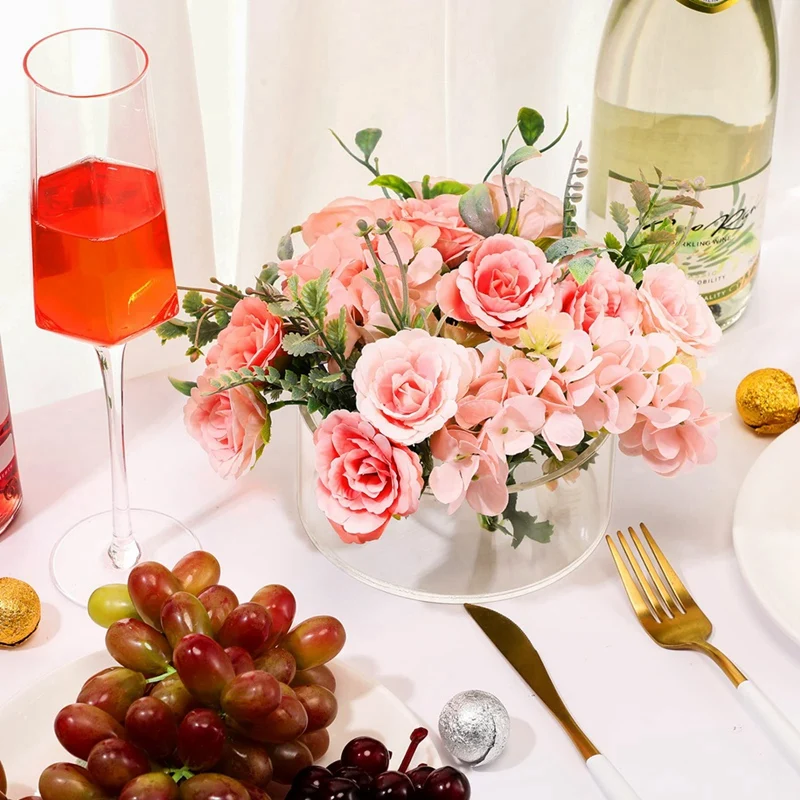 3 Pcs Acrylic Floral Centerpiece for Dining Table Decorations Wedding Round Flower Vase 12 Holes Centerpiece Vases-A55K
