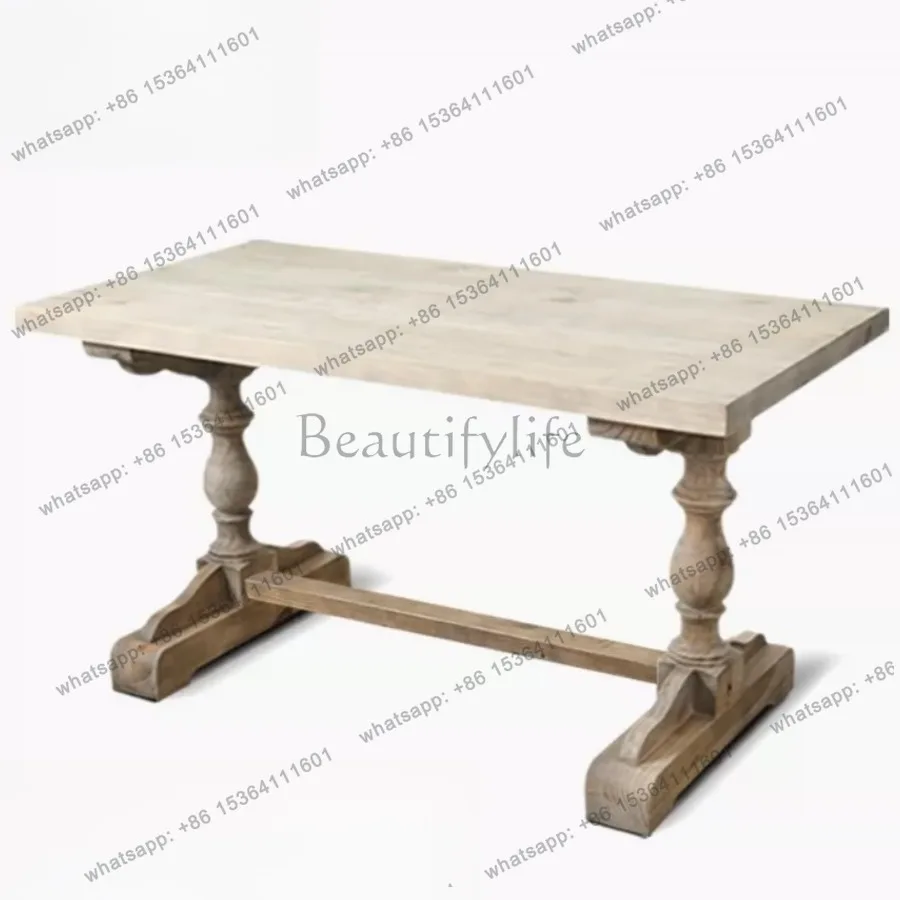 YJ French Retro Solid Wood Dining Table Durable Rectangular Dining Tables Individual Apartment Home Furniture Tavoli Da Pranzo L