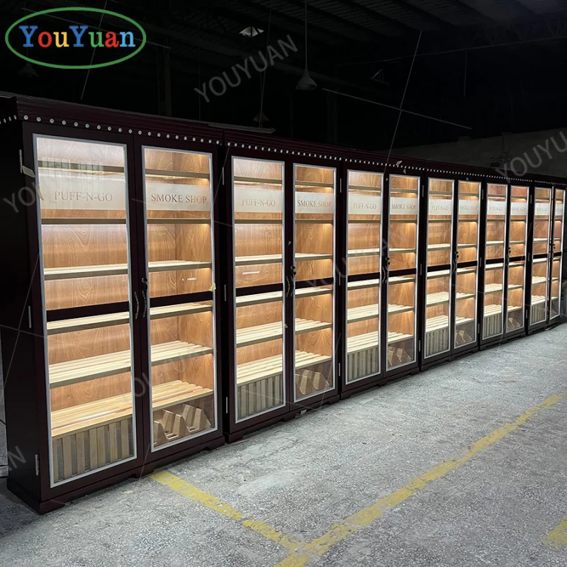 (customized)Custom Design 4000-5000ct Cigars Large Wooden Cigar Cabinet Humidor Cigar Display With Led