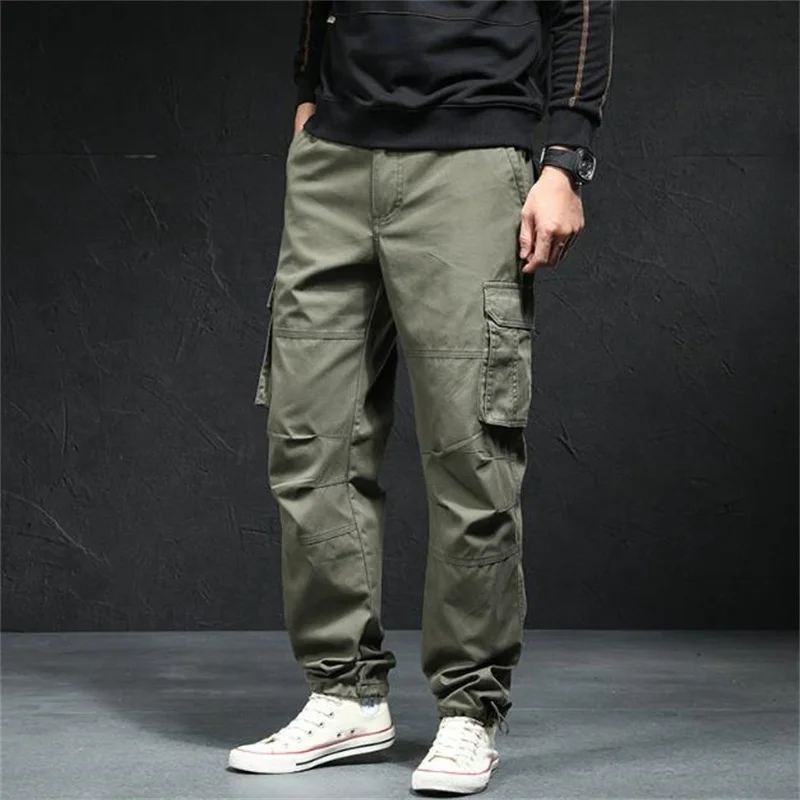 Winter Male Trousers Casual Multipockets Men Straight Cargo Pants Multi Pocket Long Slacks Bottoms