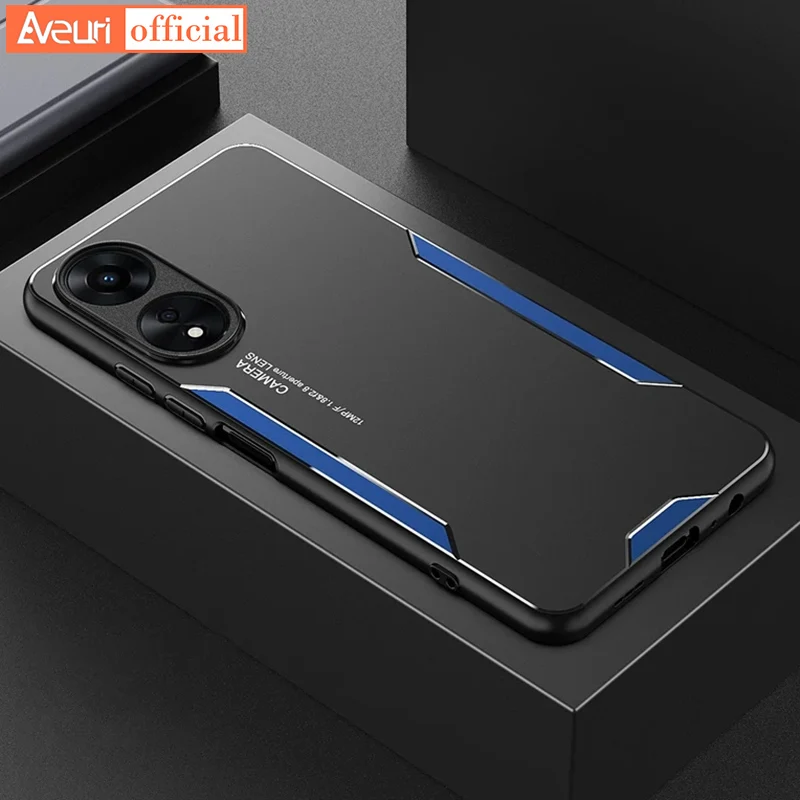 Silicone Shockproof Full Protection Case For OPPO A58 A78 4G A98 5G Aluminum Metal Phone Case For OPPO A97 A58X Matte Back Cover