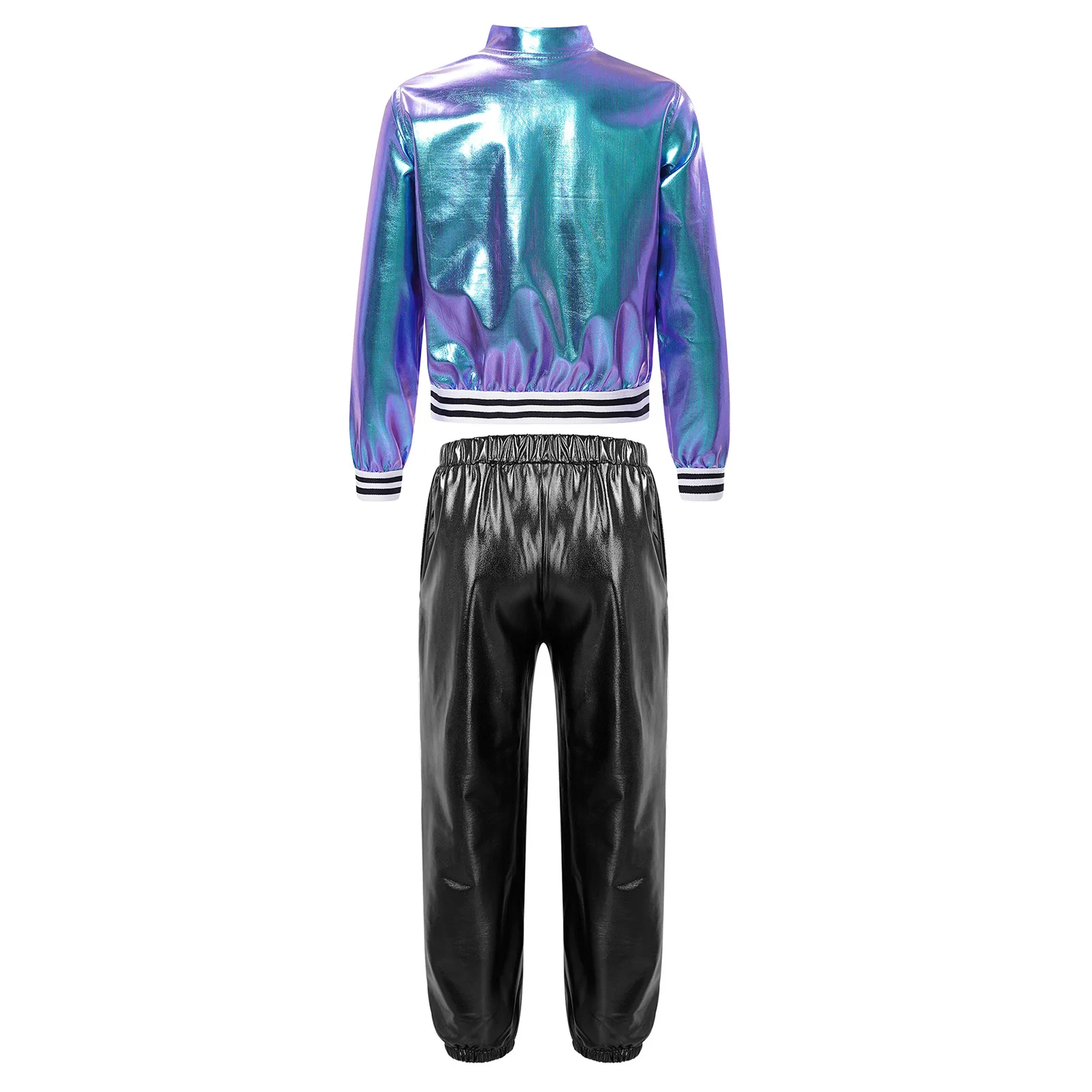 Shiny Metallic Children's Sweatshirts Carnival Outfit Jazz Hip-hop Modern Dance Costumes Kid Clothing Club Wear Party Streetwear