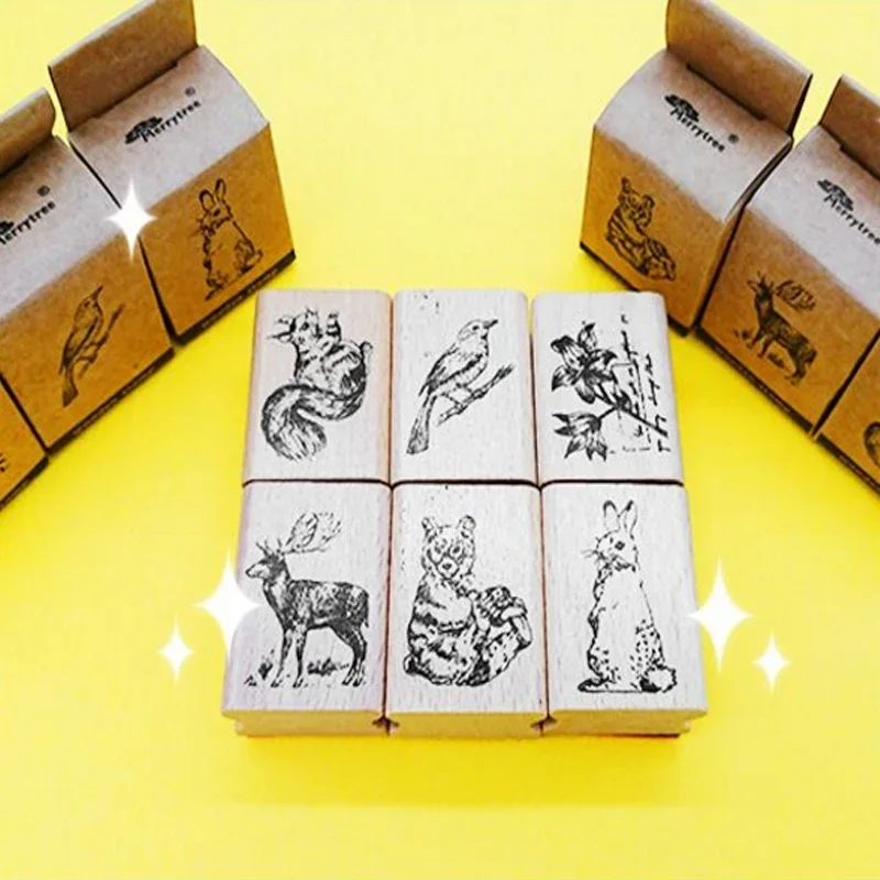 1Pcs/lot Diy Diary/Album Cute Animal Wooden Lovely Pattern Rubber Clear Stamps Writing Hand Make ART For Scrapbooking Gift