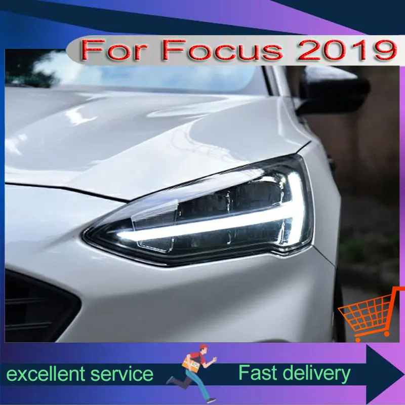 Car Styling For Ford Focus 2019 Headlight Refit Automobile Assembly Light Guide DRL Turn Signal High And Low Beams Lens Lamps