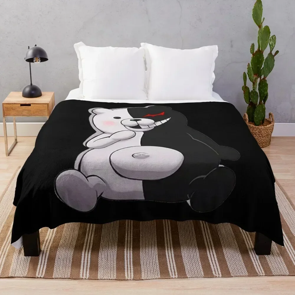 

Monokuma and Monomi Sticker Throw Blanket Stylish Decor Blanket Gift for Friends Roommate