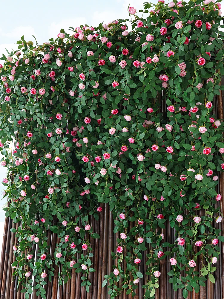 Simulated rose vine plastic fake flower vine air conditioner pipe decoration flower shielding decoration