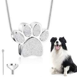 Paw Print Urn Necklace for Ashes Stainless Steel Cremation  Jewelry Keepsake for Pet Ashes Necklace Memorial Gifts for Man Women