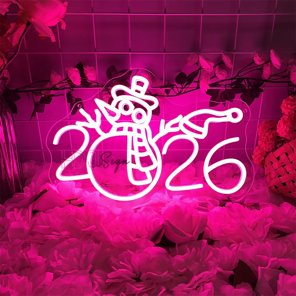 2026 سنة جديدة سعيدة Led النيون علامات ثلج الرموز لغرفة ديكور المنزل حفلات السنة الجديدة النوادي الديكور أضواء النيون الهدايا #3
