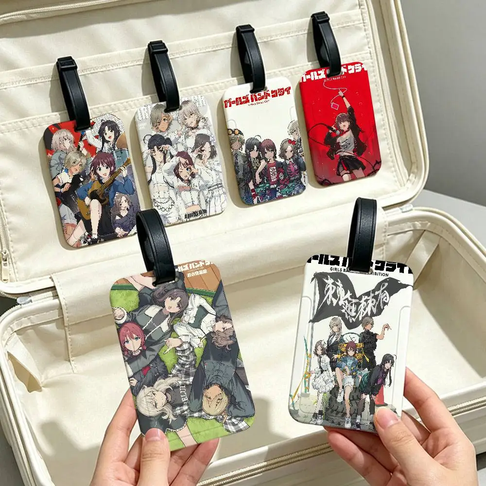Anime Girls Band Cry Waterproof PVC Baggage Tag With Info Card Anti lost Identification Tag For Luggage School Backpack