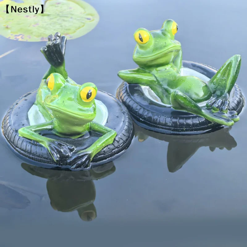 Floating Frogs For Ponds, Cute Frog Statues Pond Floating Decoration For Garden Outdoor, Resin Miniature Frog Statue〔Nest〕
