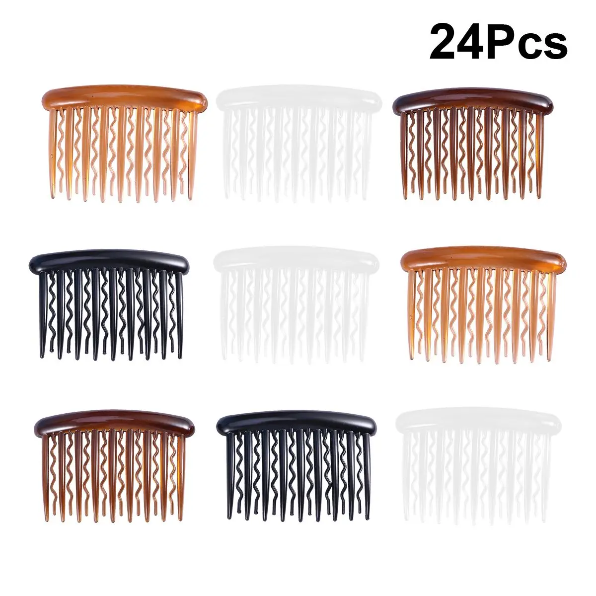 

24 Pcs Plastic Comb Wave Tooth Hairpin Small Bridal Wedding Veil Durable Lightweight Safe Firm Long Hair Girls Women
