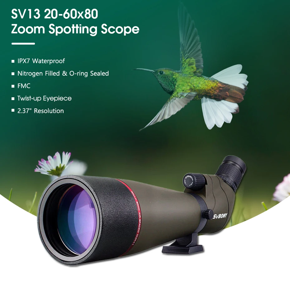 SVBONY Bird Watching Telescope SV401/SV411/SV13 20-60X80 Spotting Scope Waterproof Camping Equipment for Moon Target Shooting