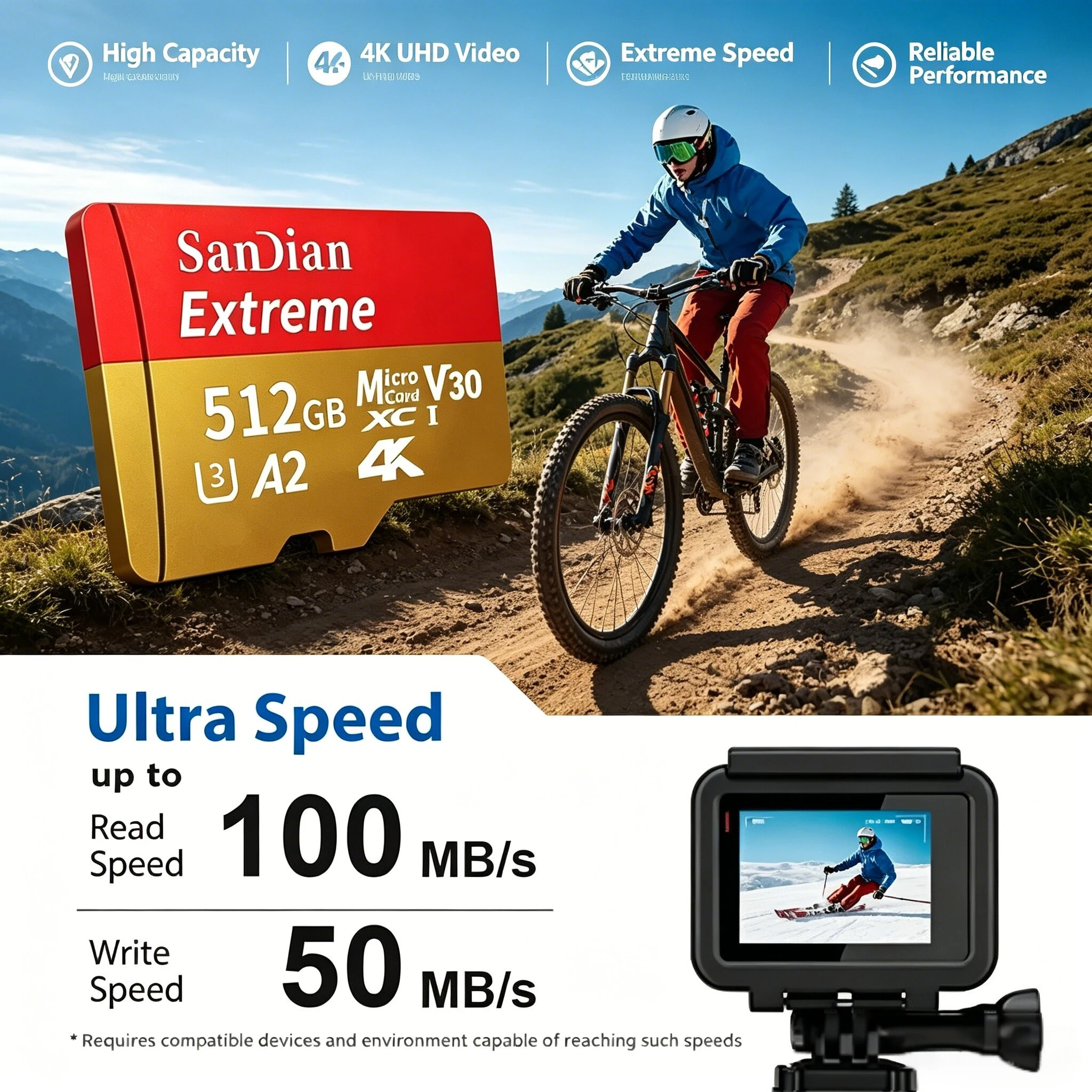 Tarjeta de Memoria Lenovo de 1TB de Alta Velocidad, Tarjeta Micro SD de 128GB/256GB Clase 10, Tarjeta TF Flash para Teléfono, Tableta, UAV