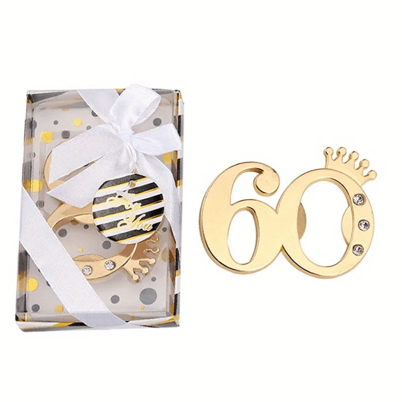4PCS Crown Bottle Opener for 60th Birthday Gifts for Guests with Packing Box Company Celebration Souvenirs Funny Opener Gifts - view 5