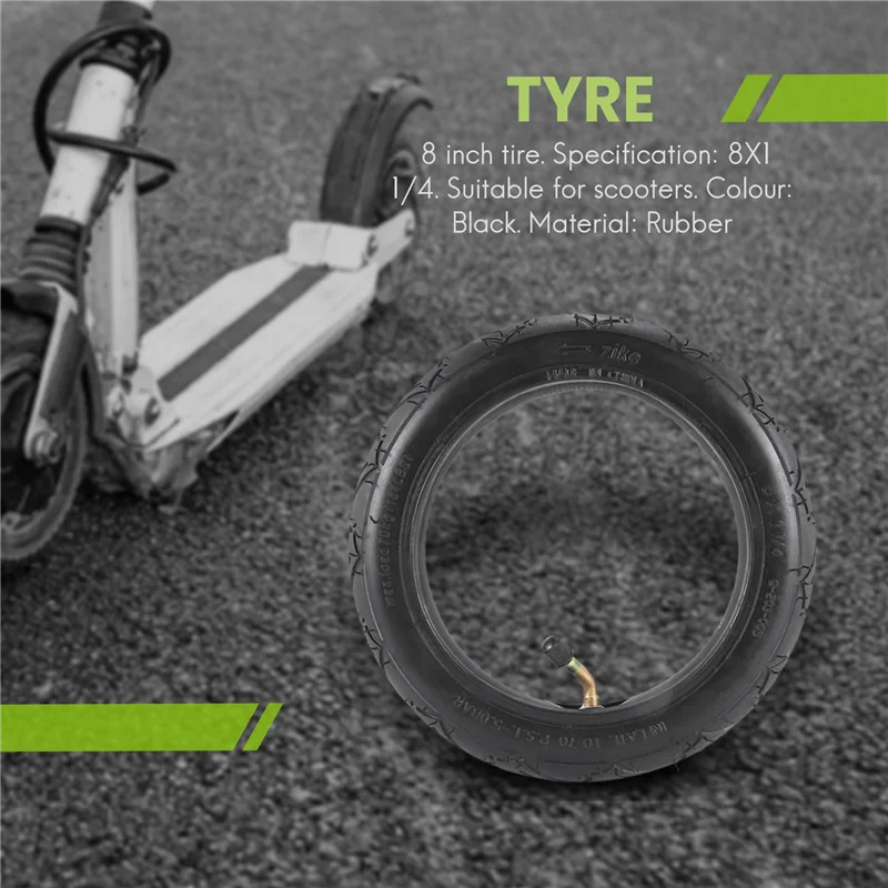 8 Inch Tyre 8X1 1/4 Scooter Tire & Inner Tube Set Bent Valve Suits Bike Electric / Gas Scooter Tyre