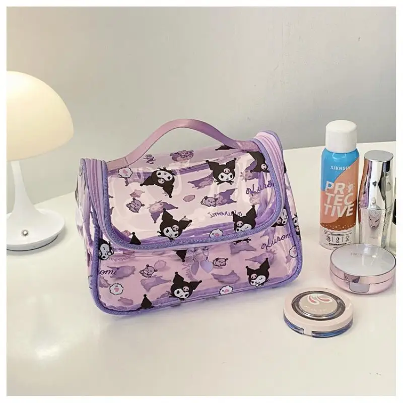 

Anime Sanrio Hello Kitty Kuromi Transparent Large Capacity Portable Toiletries Bag Kawaii Cinnamoroll Melody Student Makeup Bag