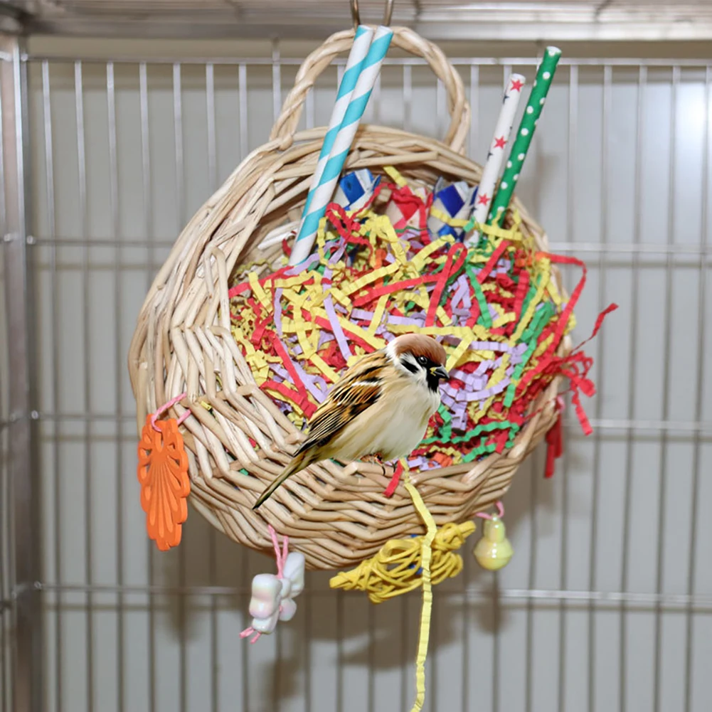 Bird Toy Parrot Foraging Toys Hanging Basket Chewing Toy Bird Cage Accessories For Parakeet Budgerigars Cockatiel Lovebirds