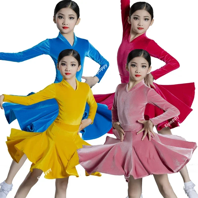 

Girls Professional Latin Dance Dress Kids Ballroom Salsa Dance Wear Clothing Children Competitions Latin Stage Wear