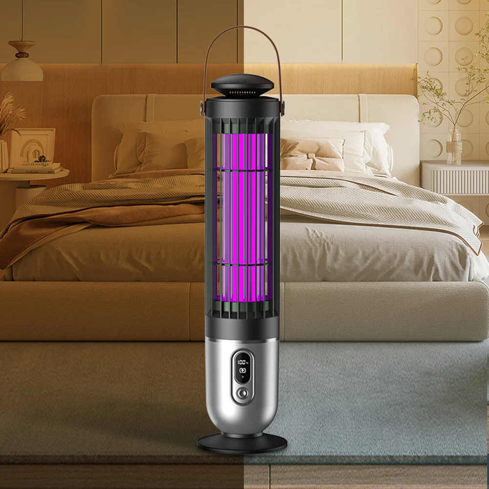 Mosquito Killing Lamp Light-Controlled Household Mosquito Racket Silent Electric Swatter Light for Home Bedroom Living Room