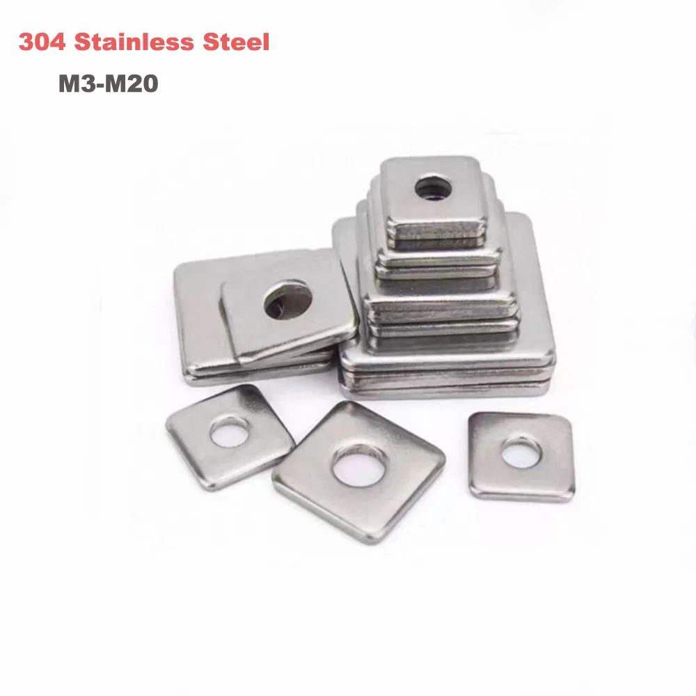 Stainless Steel Square Flat Plate Washers M3‑M20 1‑50Pcs Spacer Gasket for Construction Fastening